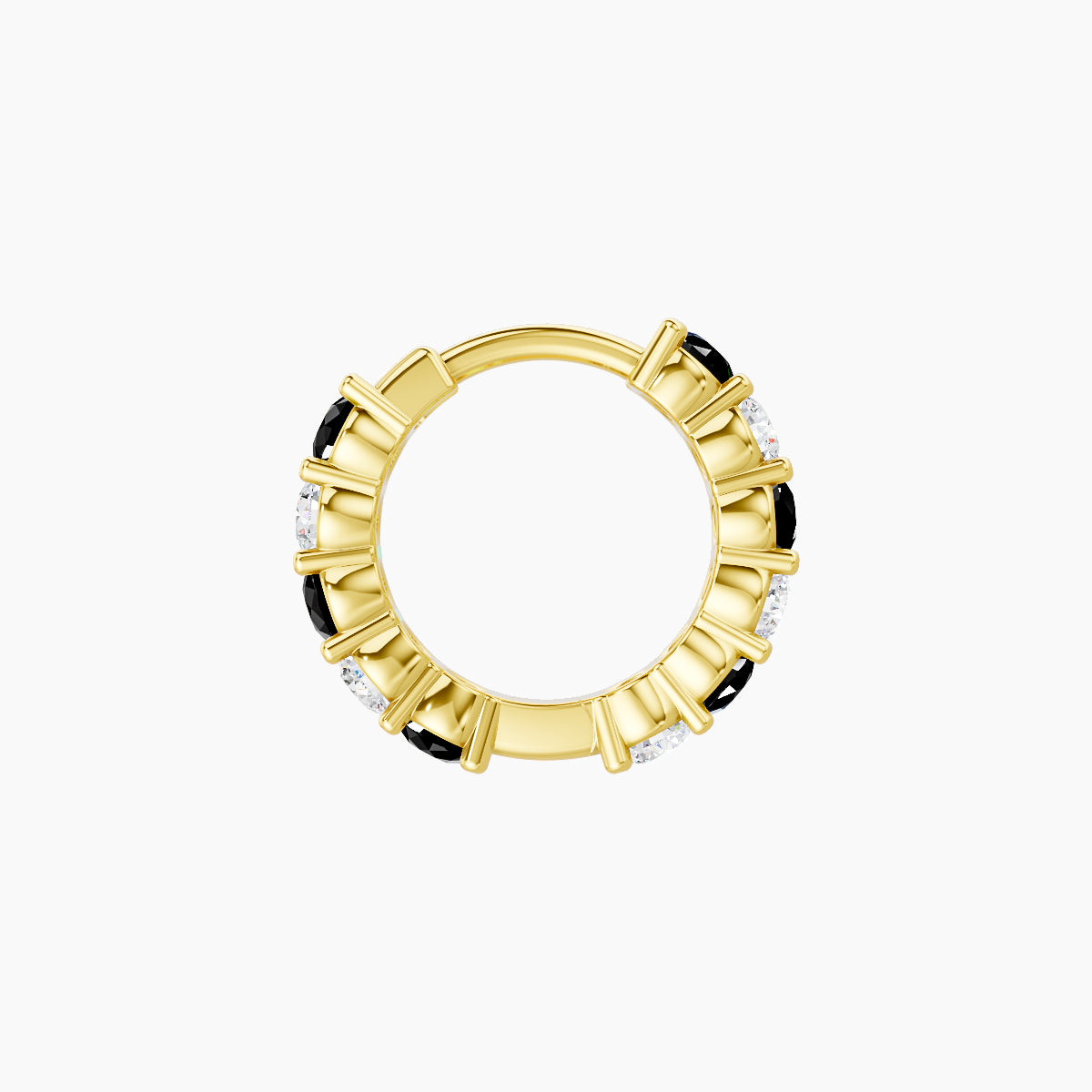 Vesta | 18k Yellow Gold 6.5 mm Black Diamond & Diamond Hoop Piercing