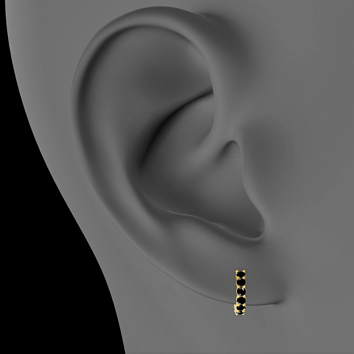Vesta | 18k Yellow Gold 6.5 mm Black Diamond Hoop Piercing