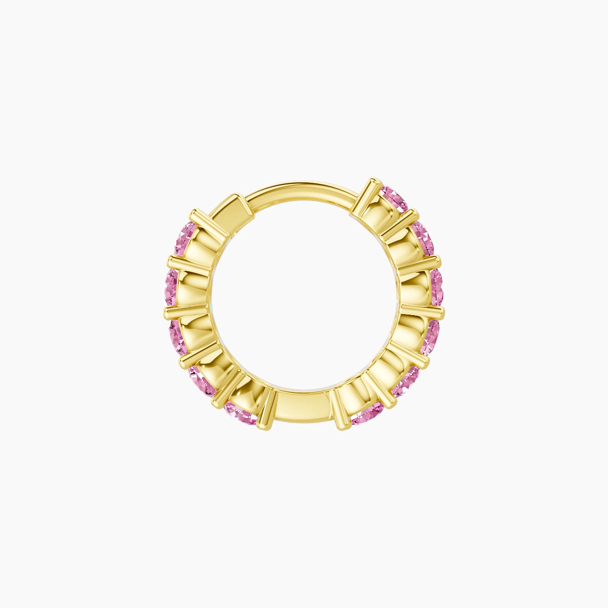 Vesta | 18k Yellow Gold 6.5 mm Pink Sapphire Hoop Piercing