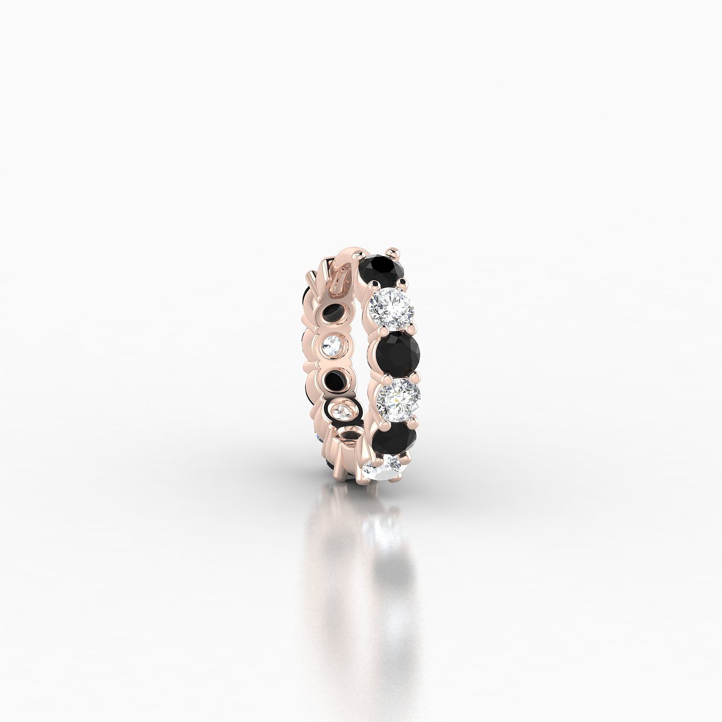 Vesta | 18k Rose Gold 6.5 mm Black Diamond & Diamond Hoop Piercing