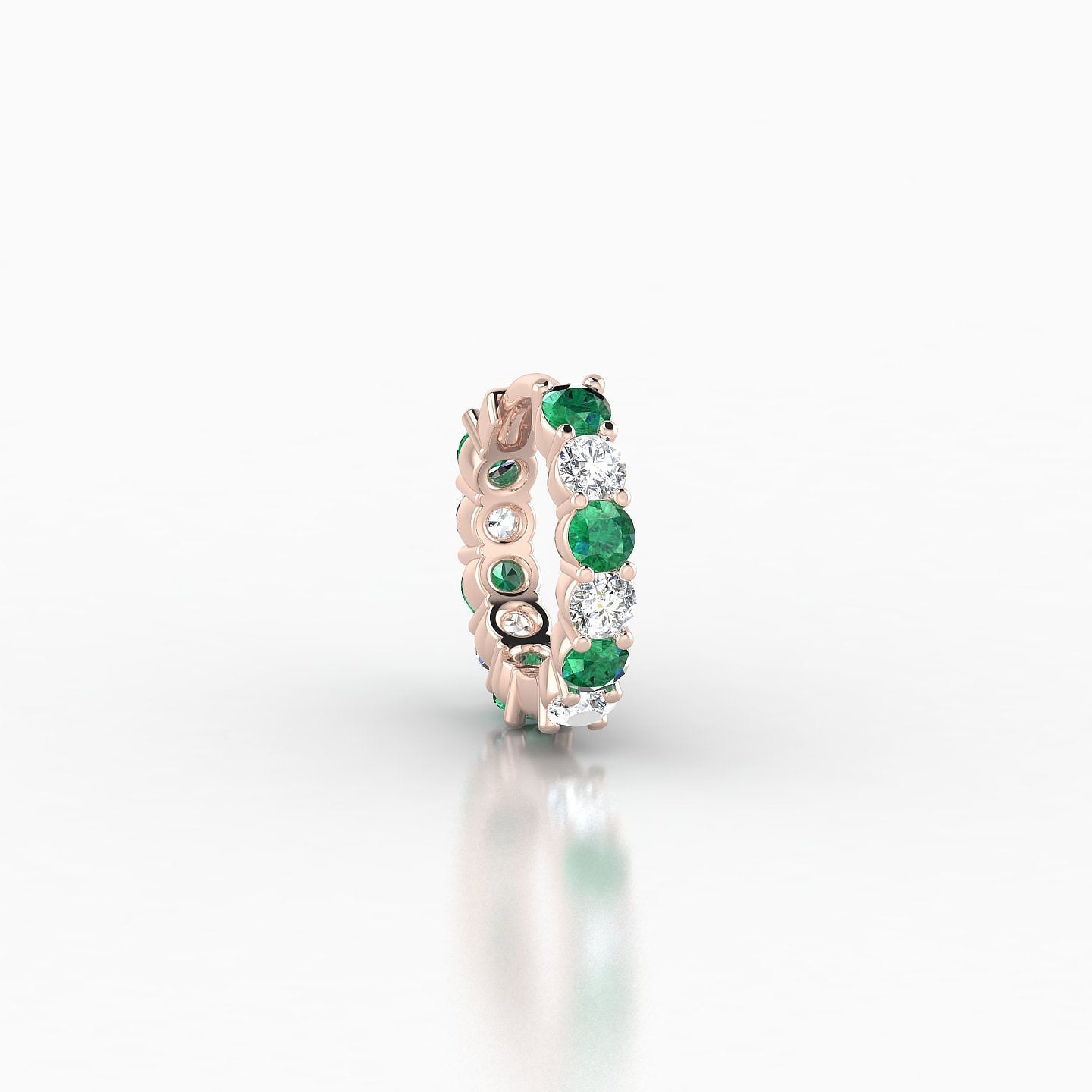 Vesta | 18k Rose Gold 6.5 mm Emerald & Diamond Hoop Piercing