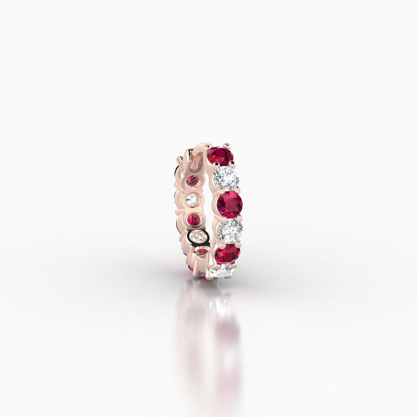 Vesta | 18k Rose Gold 6.5 mm Ruby & Diamond Hoop Piercing