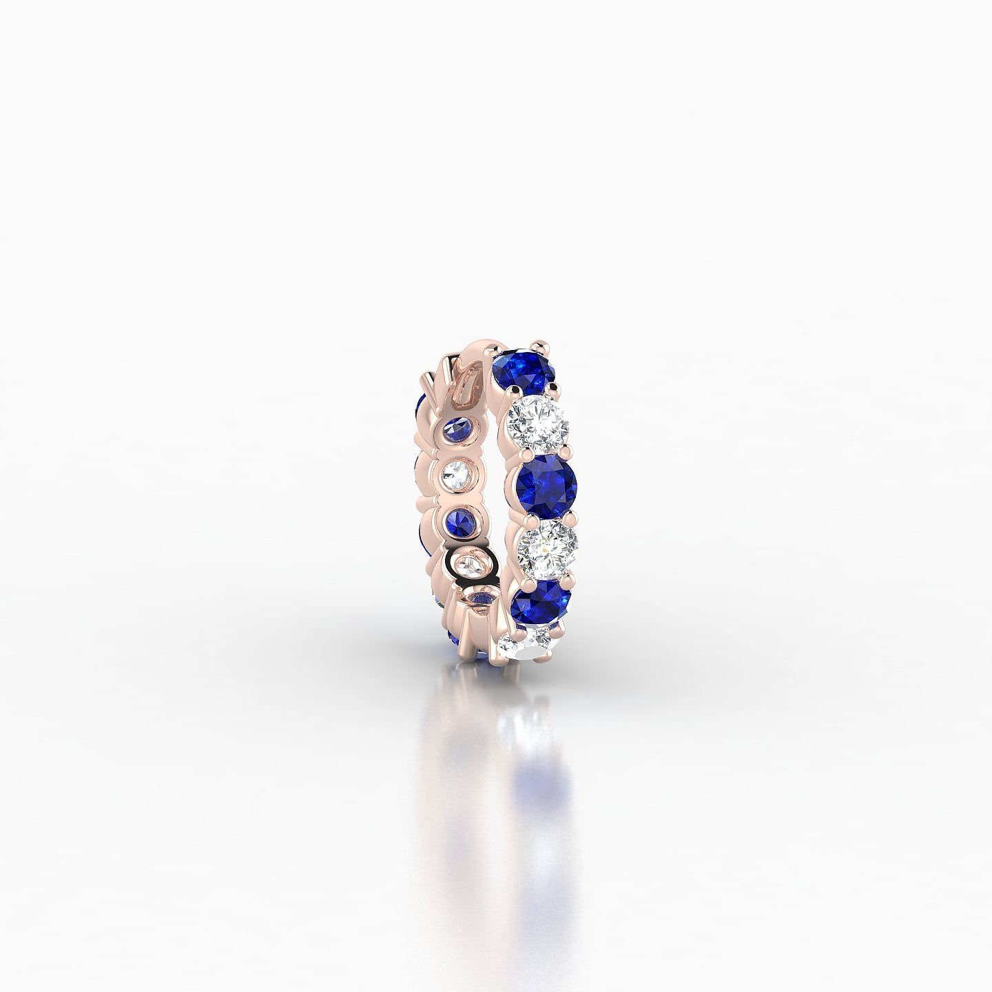 Vesta | 18k Rose Gold 6.5 mm Sapphire & Diamond Hoop Piercing