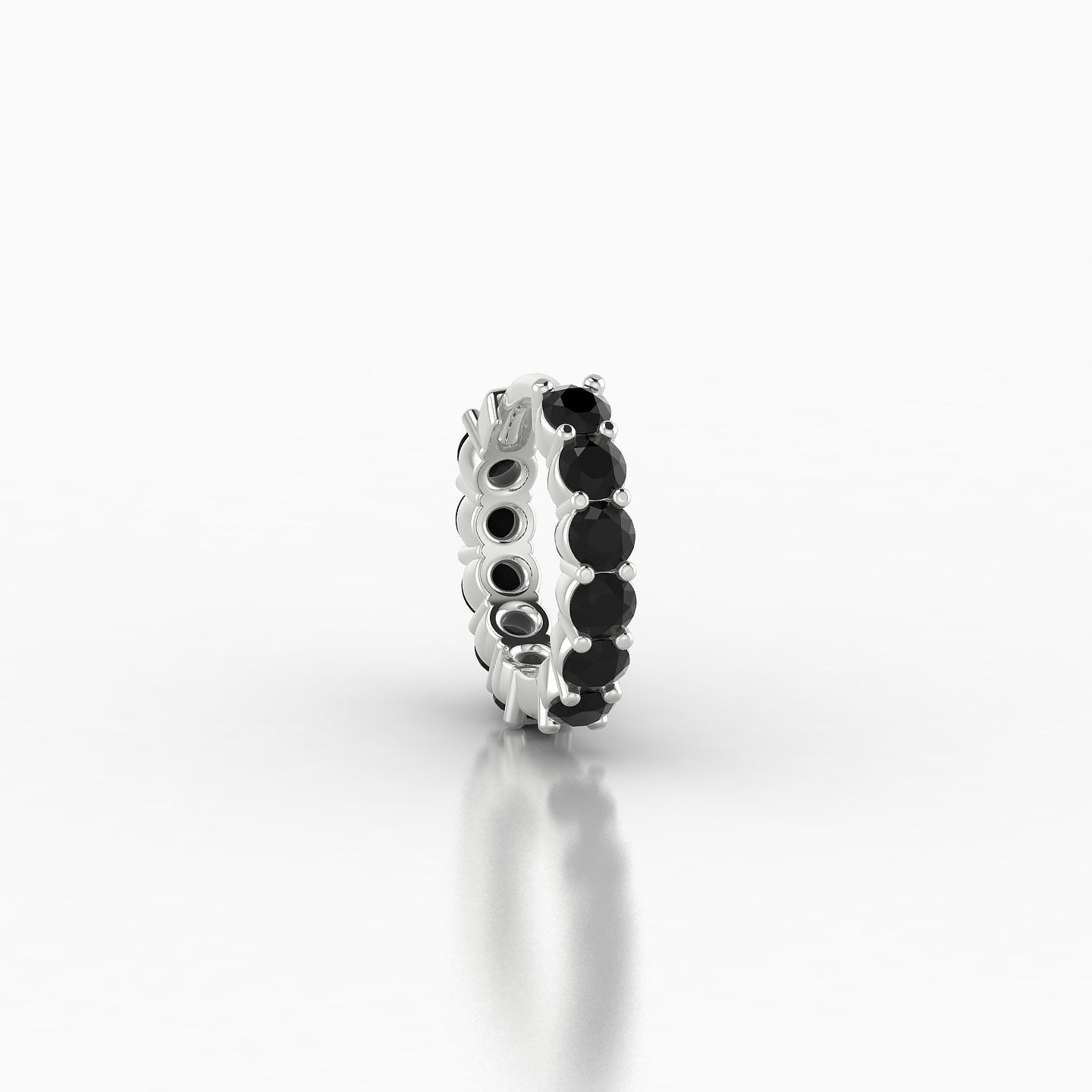 Vesta | 18k White Gold 6.5 mm Black Diamond Hoop Piercing