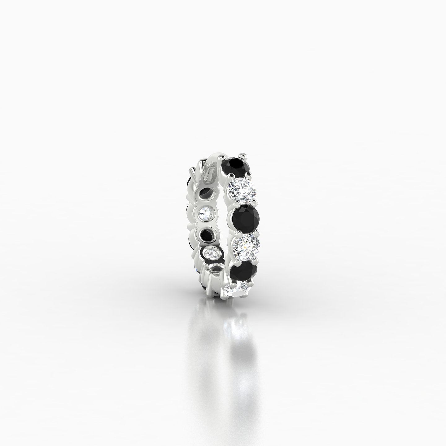 Vesta | 18k White Gold 6.5 mm Black Diamond & Diamond Hoop Piercing