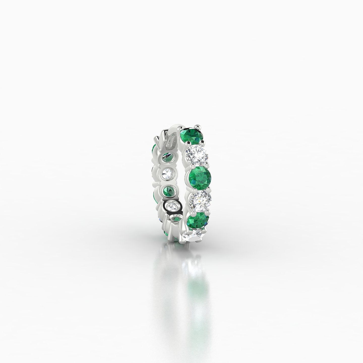 Vesta | 18k White Gold 6.5 mm Emerald & Diamond Hoop Piercing