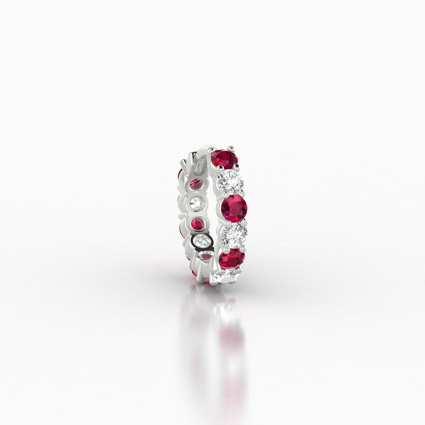 Vesta | 18k White Gold 6.5 mm Ruby & Diamond Hoop Piercing