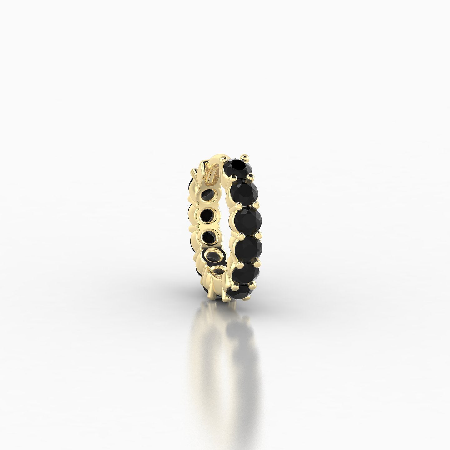 Vesta | 18k Yellow Gold 6.5 mm Black Diamond Hoop Piercing