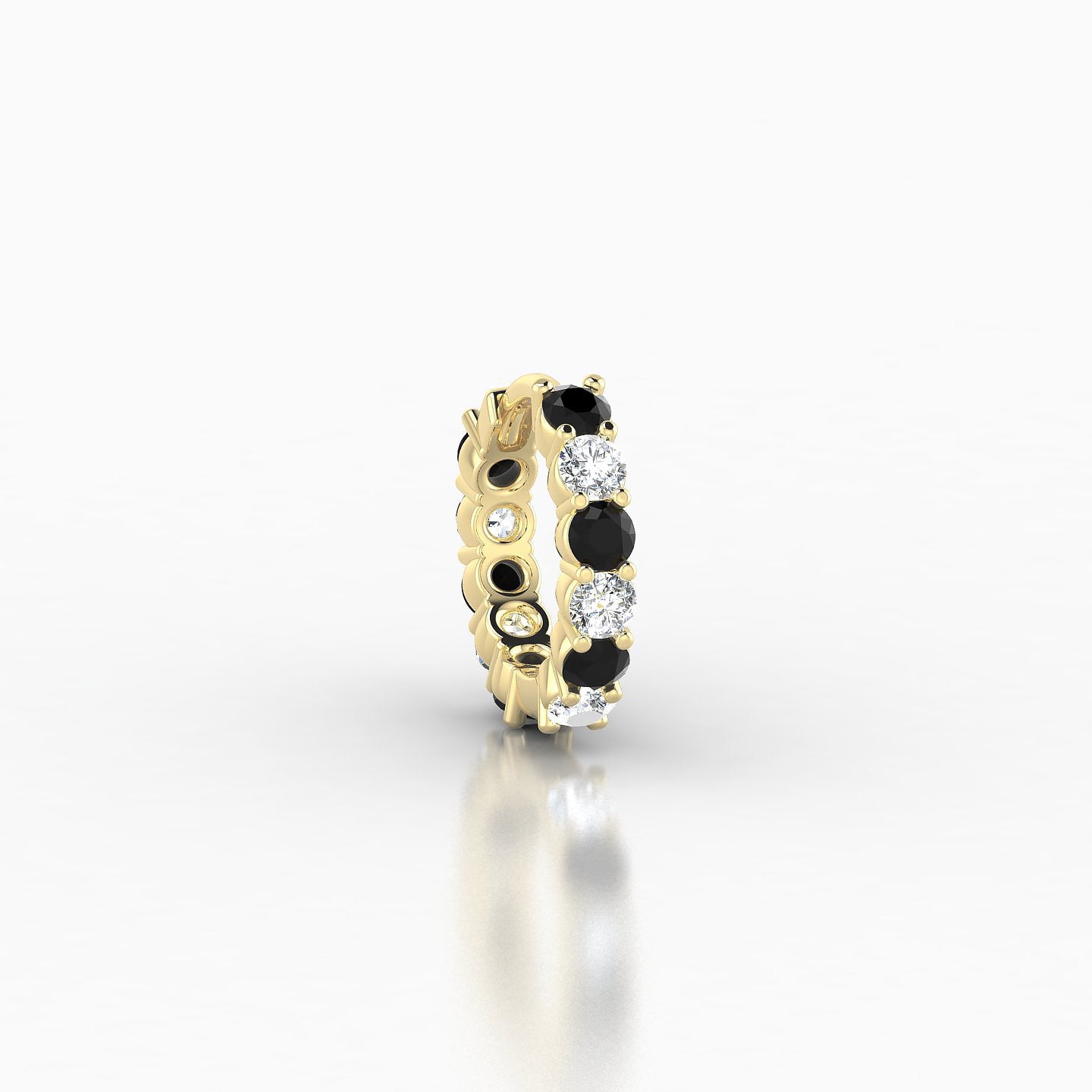 Vesta | 18k Yellow Gold 6.5 mm Black Diamond & Diamond Hoop Piercing