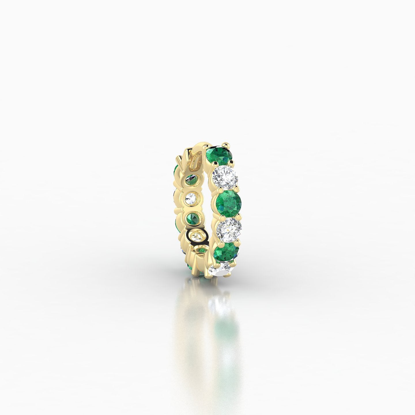 Vesta | 18k Yellow Gold 6.5 mm Emerald & Diamond Hoop Piercing