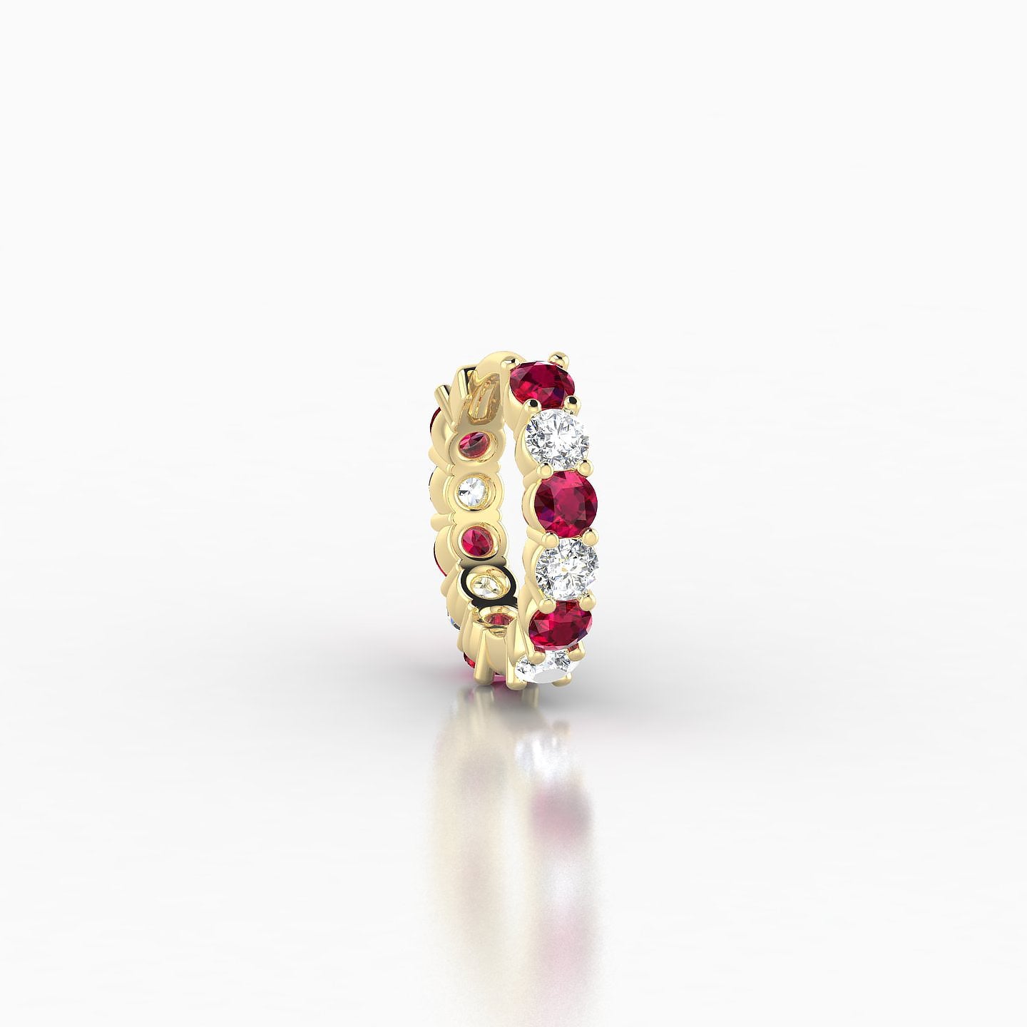 Vesta | 18k Yellow Gold 6.5 mm Ruby & Diamond Hoop Piercing