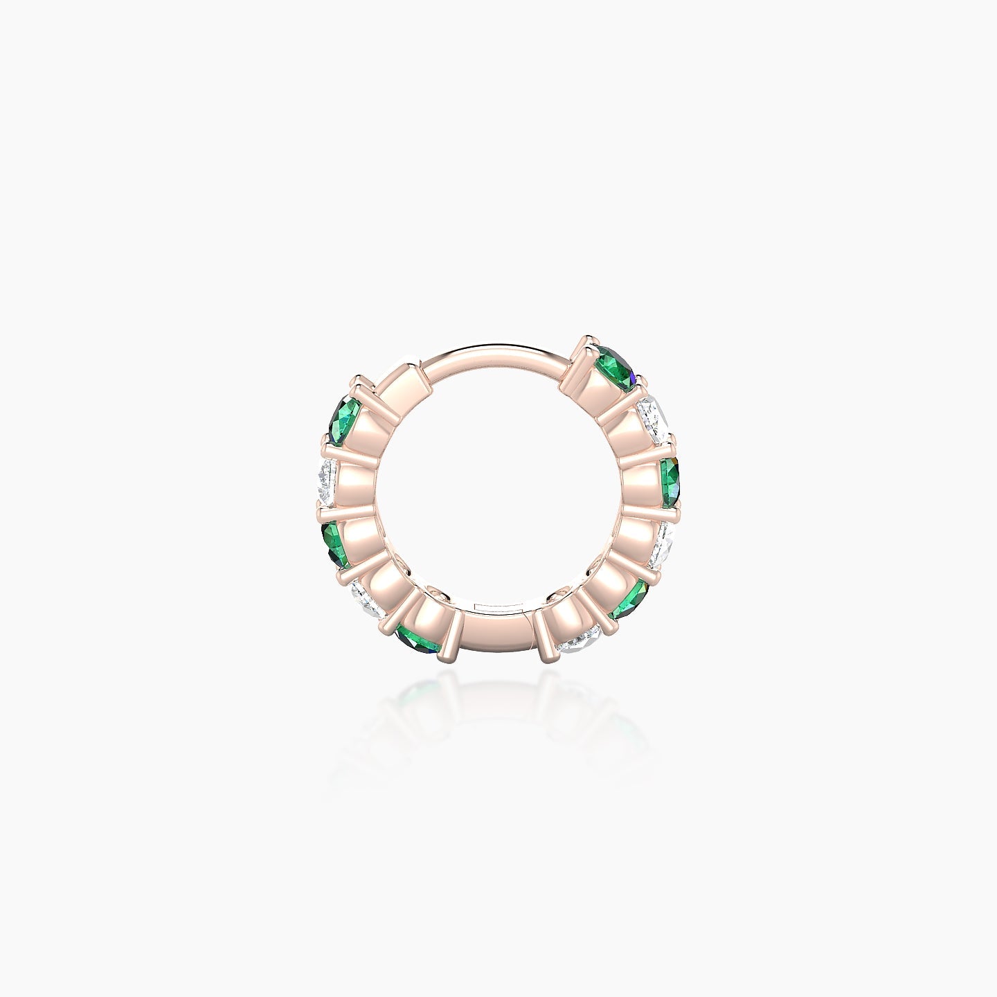 Vesta | 18k Rose Gold 6.5 mm Emerald & Diamond Hoop Piercing