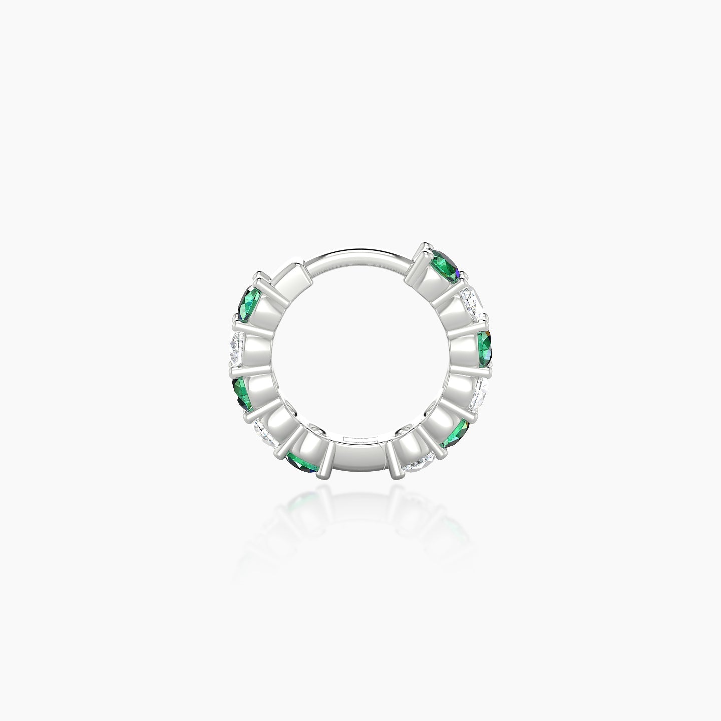 Vesta | 18k White Gold 6.5 mm Emerald & Diamond Hoop Piercing