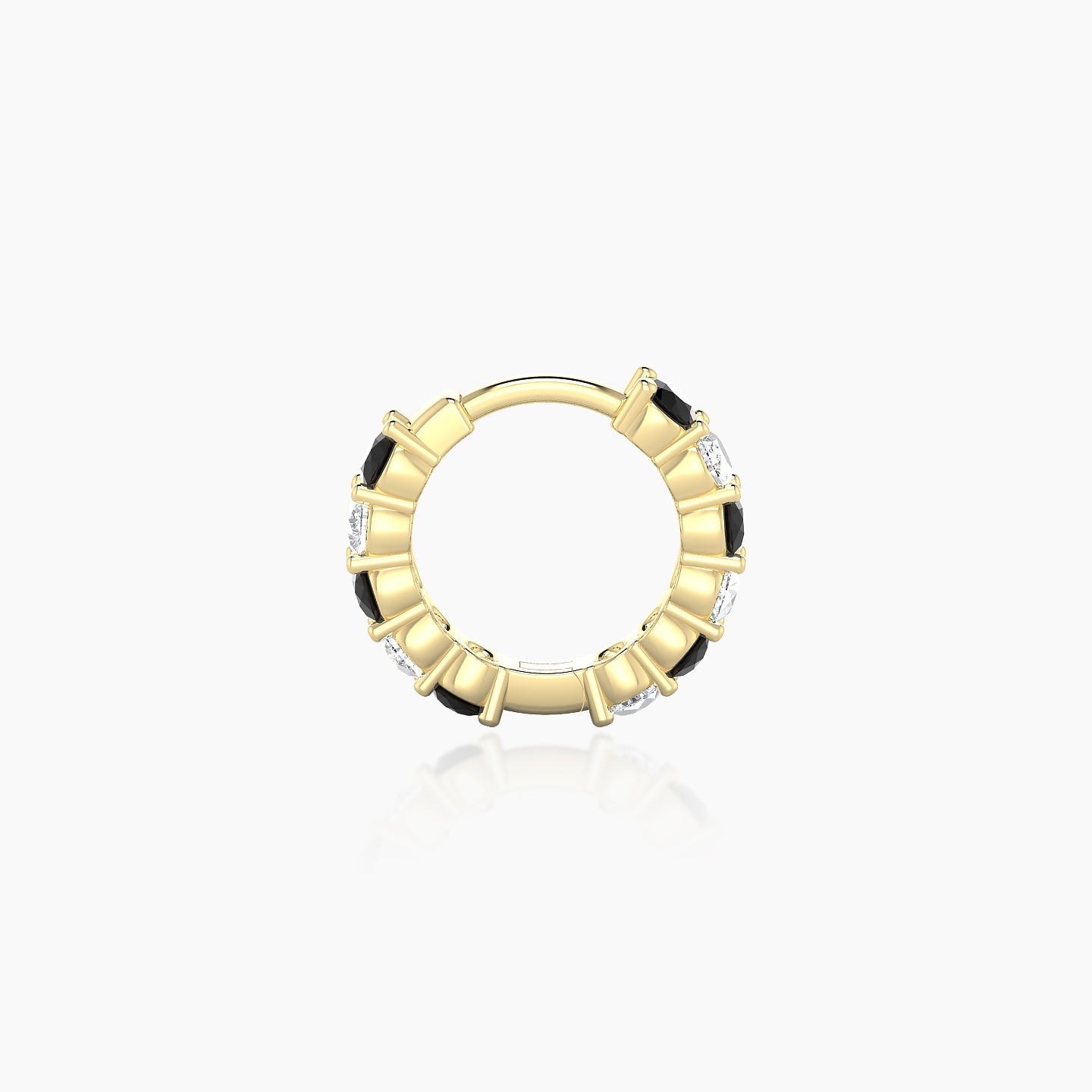 Vesta | 18k Yellow Gold 6.5 mm Black Diamond & Diamond Hoop Piercing