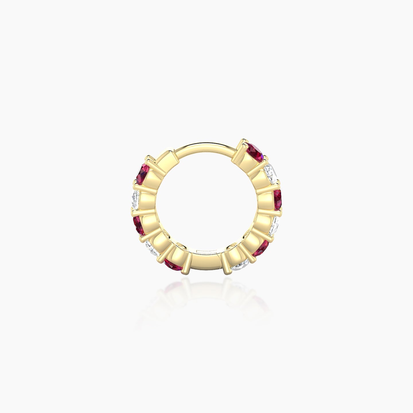 Vesta | 18k Yellow Gold 6.5 mm Ruby & Diamond Hoop Piercing