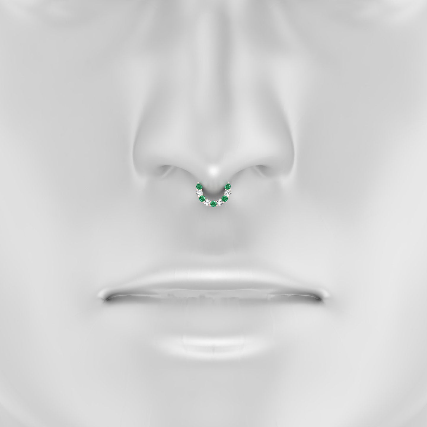 Vesta | 18k Rose Gold 6.5 mm Emerald & Diamond Septum Piercing