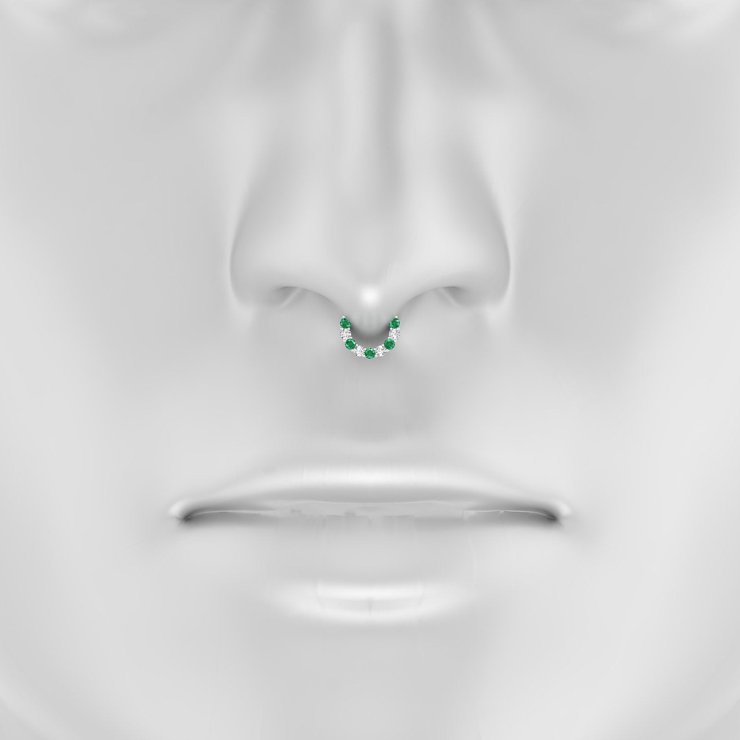 Vesta | 18k White Gold 6.5 mm Emerald & Diamond Septum Piercing