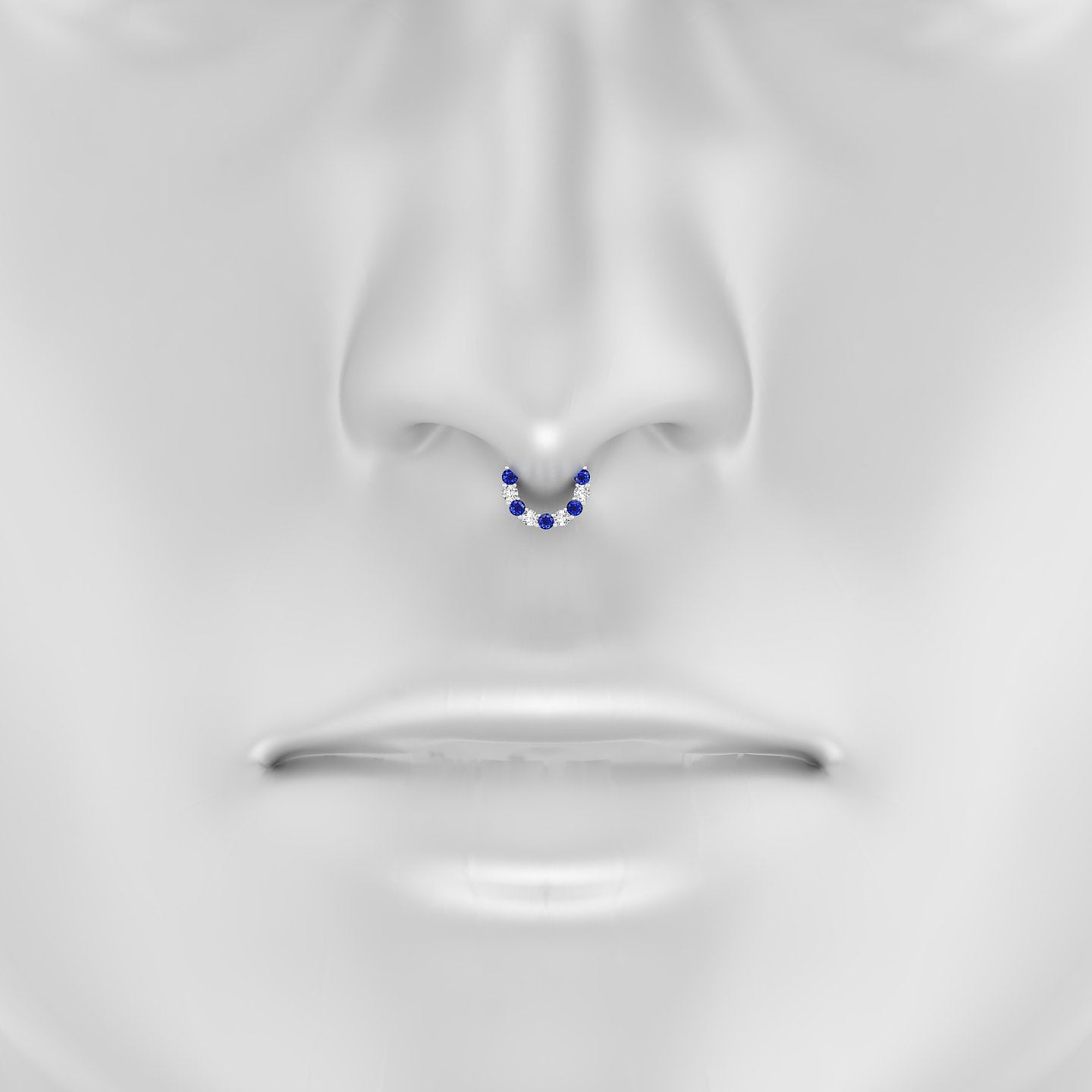 Vesta | 18k White Gold 6.5 mm Sapphire & Diamond Septum Piercing