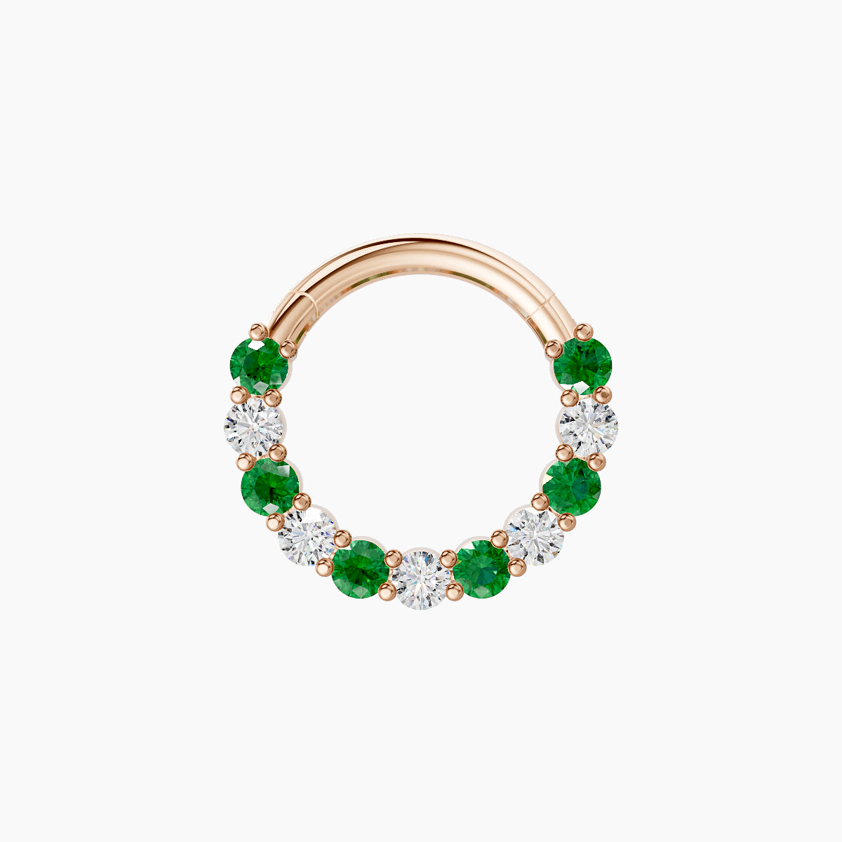 Vesta | 18k Rose Gold 8 mm Emerald & Diamond Daith Piercing
