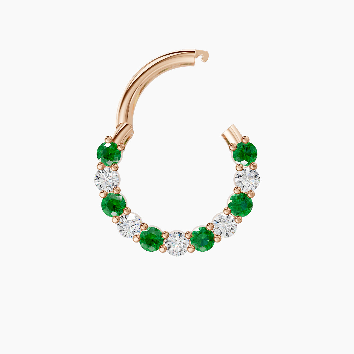 Vesta | 18k Rose Gold 8 mm Emerald & Diamond Daith Piercing