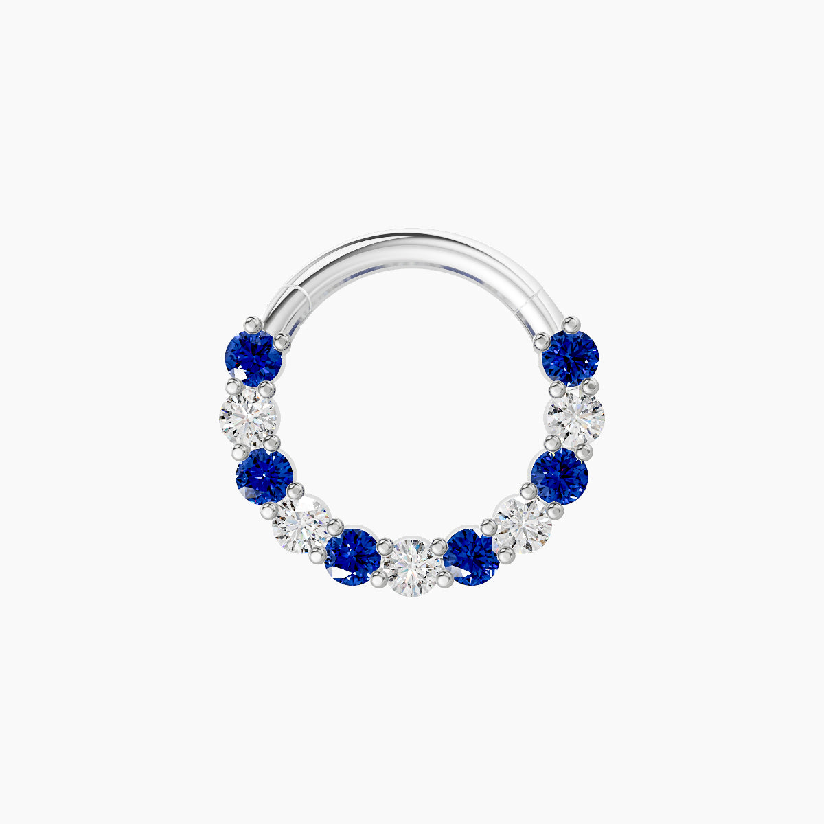 Vesta | 18k White Gold 8 mm Sapphire & Diamond Daith Piercing