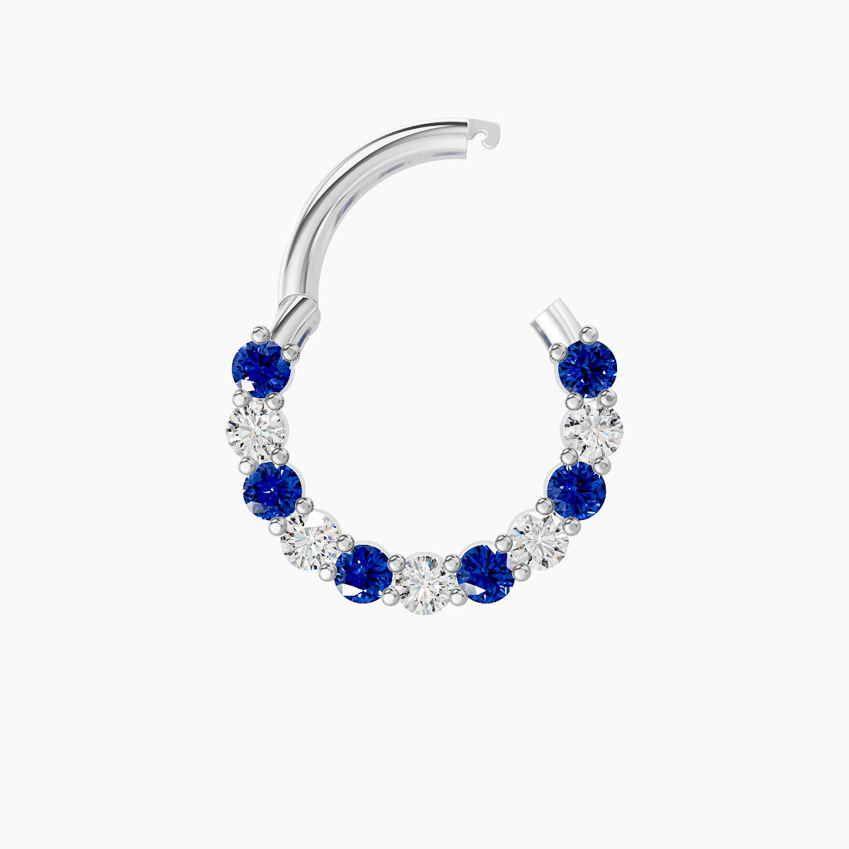 Vesta | 18k White Gold 8 mm Sapphire & Diamond Daith Piercing
