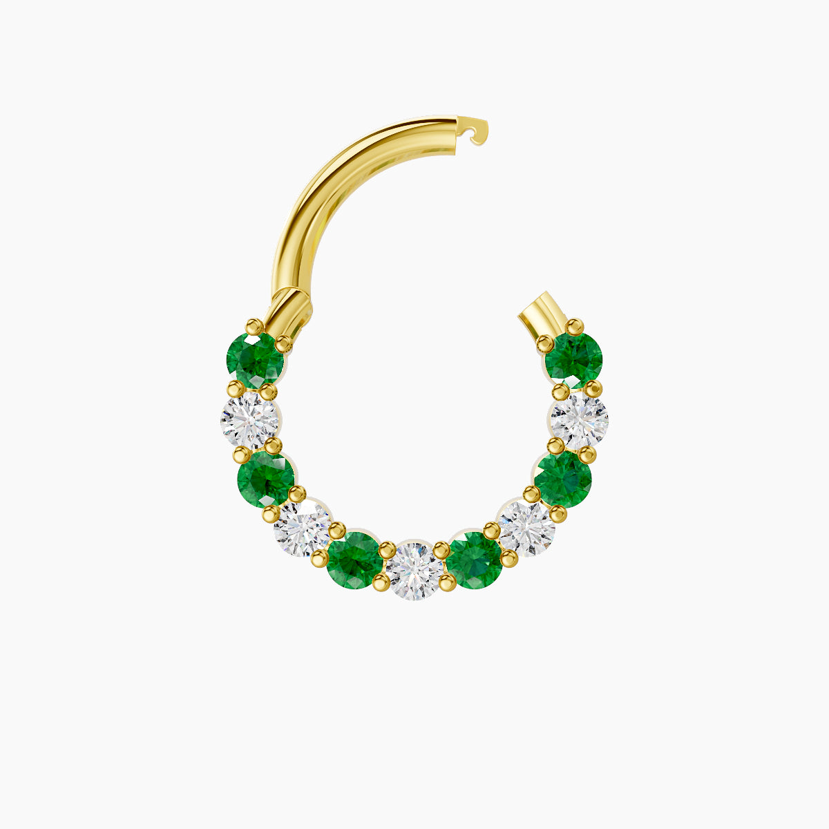 Vesta | 18k Yellow Gold 8 mm Emerald & Diamond Daith Piercing