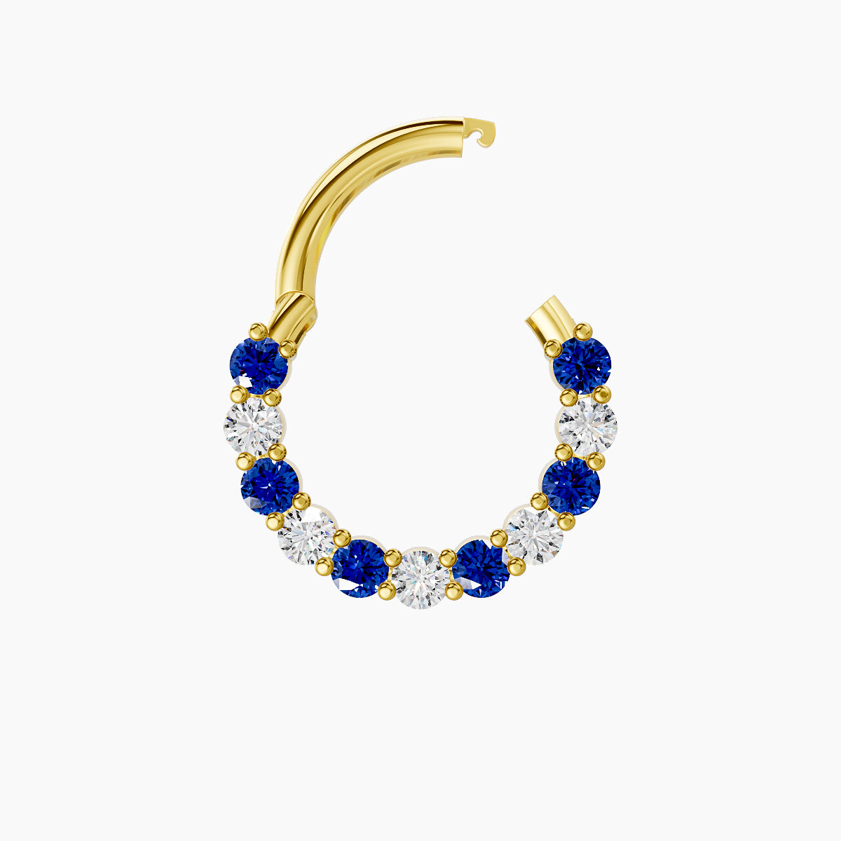 Vesta | 18k Yellow Gold 8 mm Sapphire & Diamond Daith Piercing