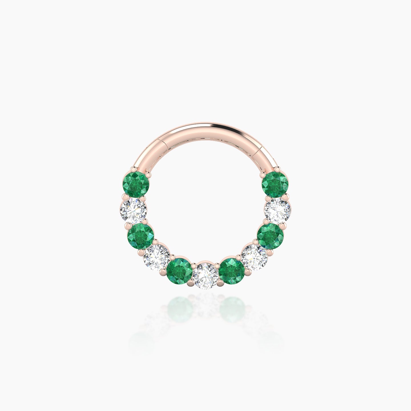 Vesta | 18k Rose Gold 8 mm Emerald & Diamond Daith Piercing