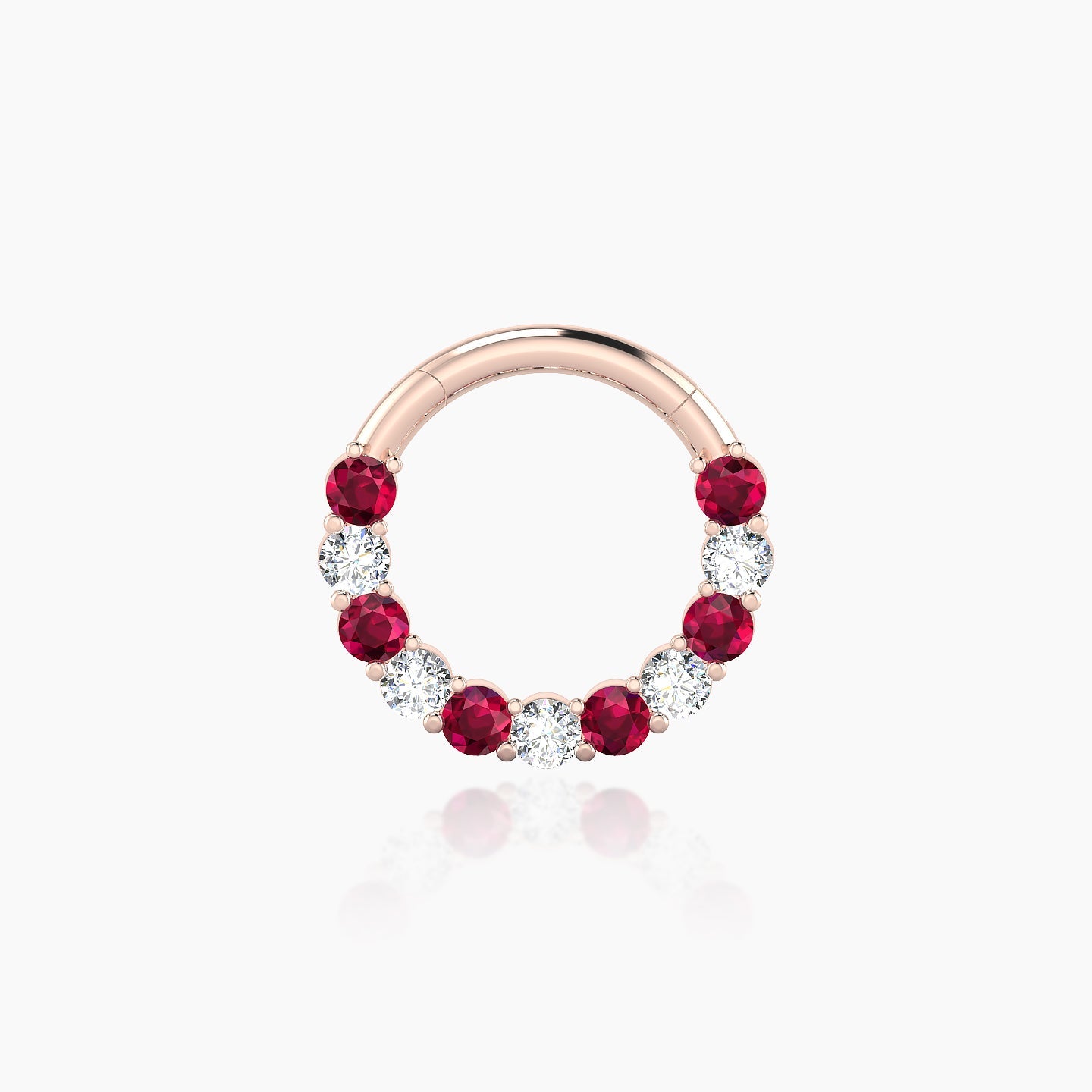 Vesta | 18k Rose Gold 8 mm Ruby & Diamond Daith Piercing