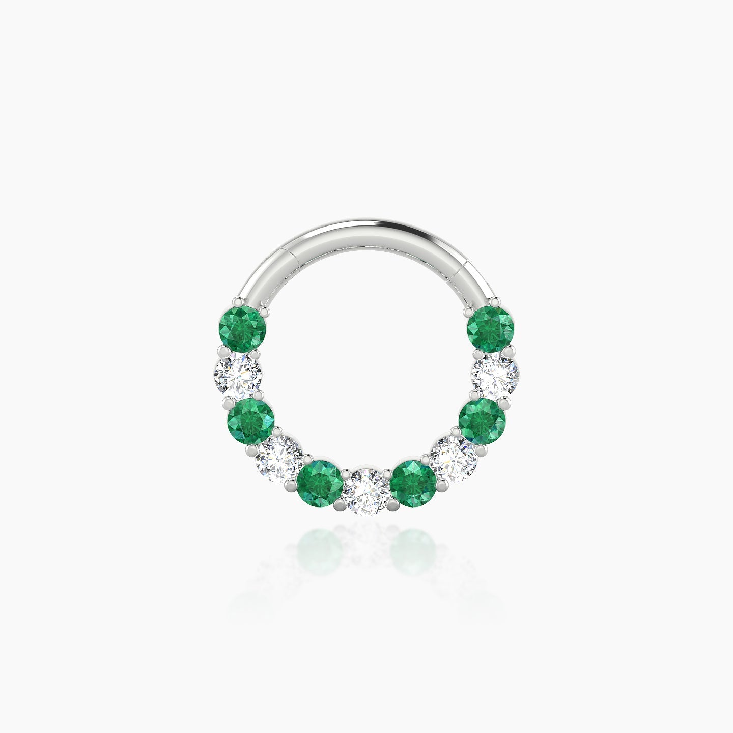 Vesta | 18k White Gold 8 mm Emerald & Diamond Daith Piercing