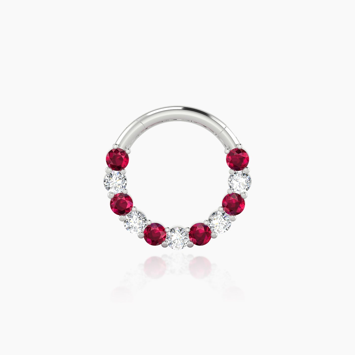 Vesta | 18k White Gold 8 mm Ruby & Diamond Daith Piercing