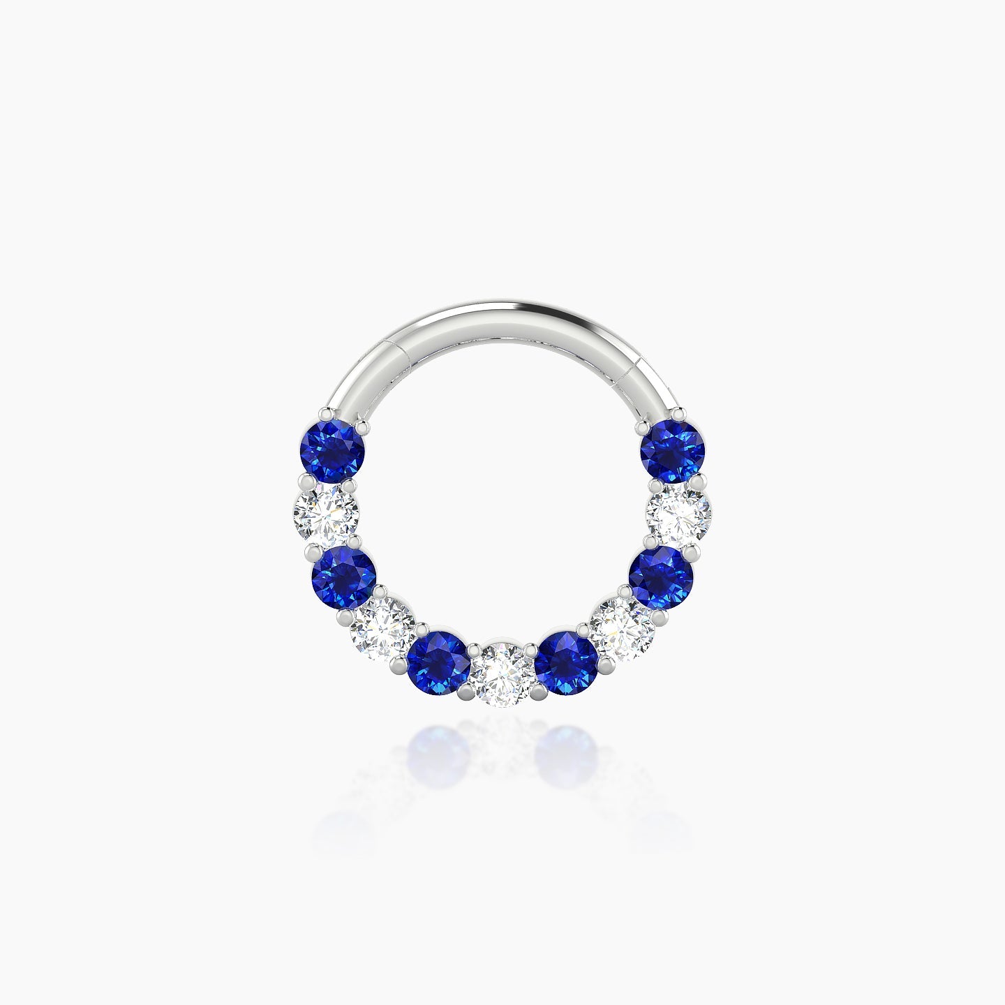 Vesta | 18k White Gold 8 mm Sapphire & Diamond Daith Piercing