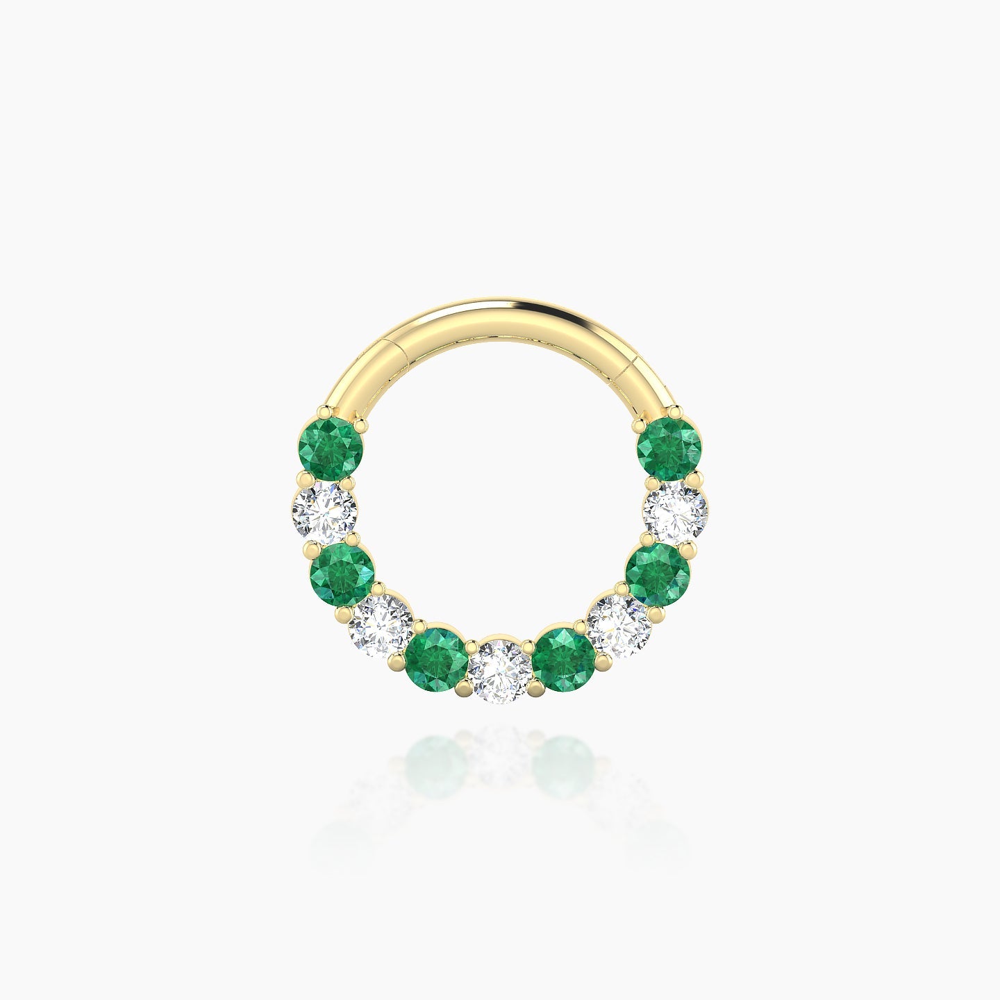 Vesta | 18k Yellow Gold 8 mm Emerald & Diamond Daith Piercing