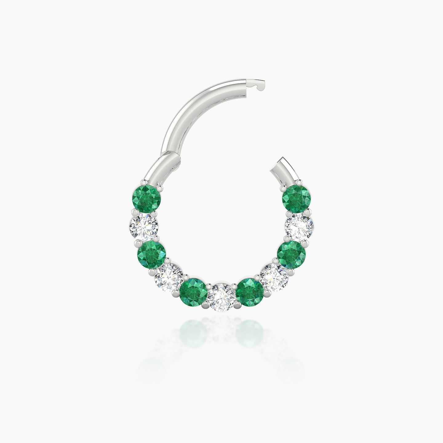 Vesta | 18k White Gold 8 mm Emerald & Diamond Daith Piercing