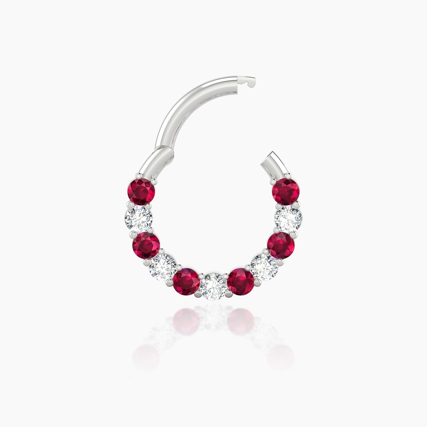 Vesta | 18k White Gold 8 mm Ruby & Diamond Daith Piercing