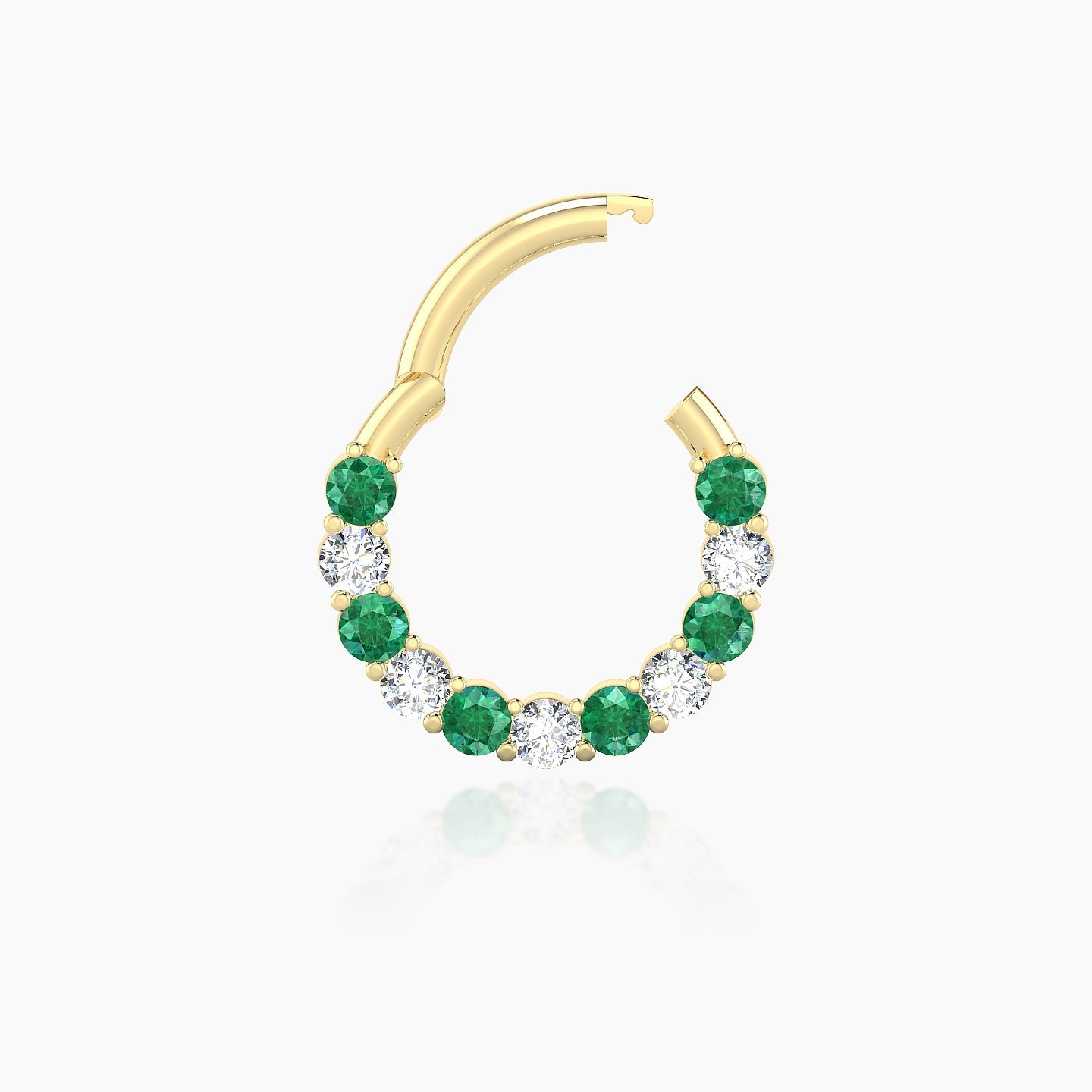 Vesta | 18k Yellow Gold 8 mm Emerald & Diamond Daith Piercing