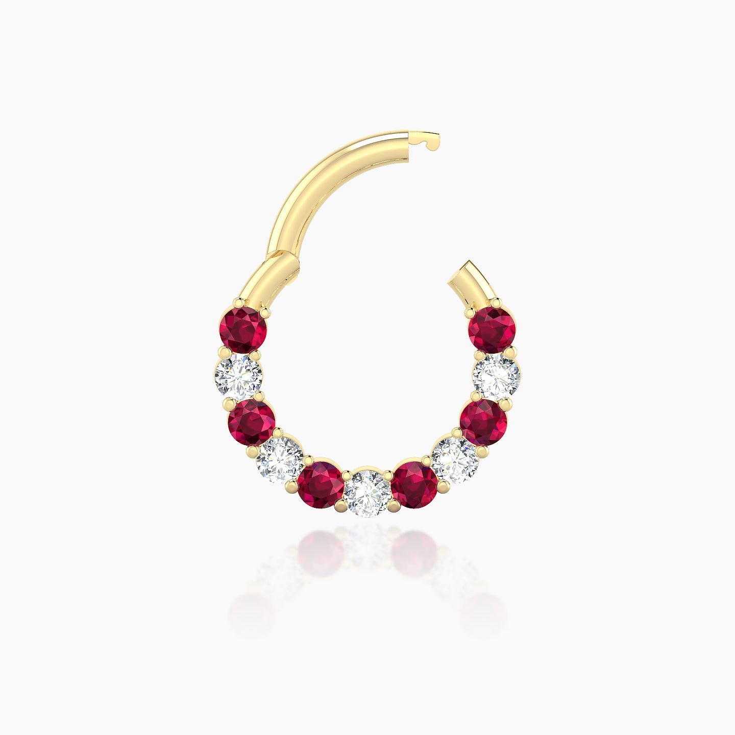 Vesta | 18k Yellow Gold 8 mm Ruby & Diamond Daith Piercing