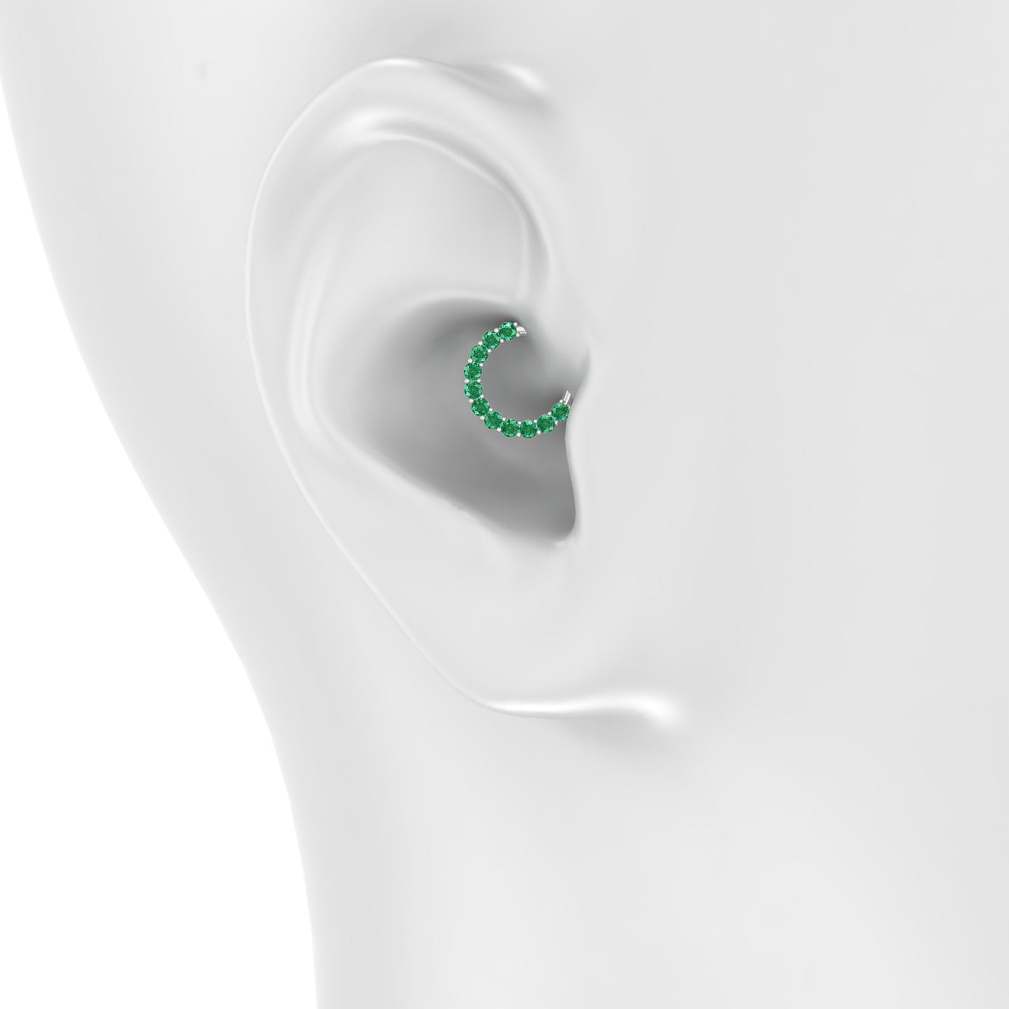 Vesta | 18k White Gold 8 mm Emerald Daith Piercing