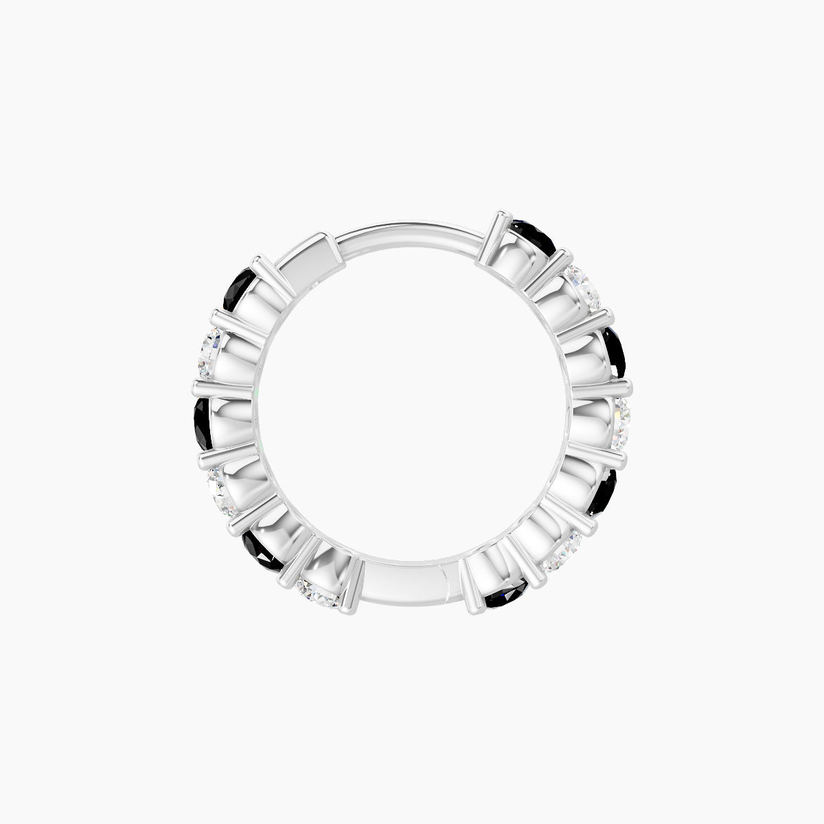 Vesta | 18k White Gold 8 mm Black Diamond & Diamond Hoop Piercing