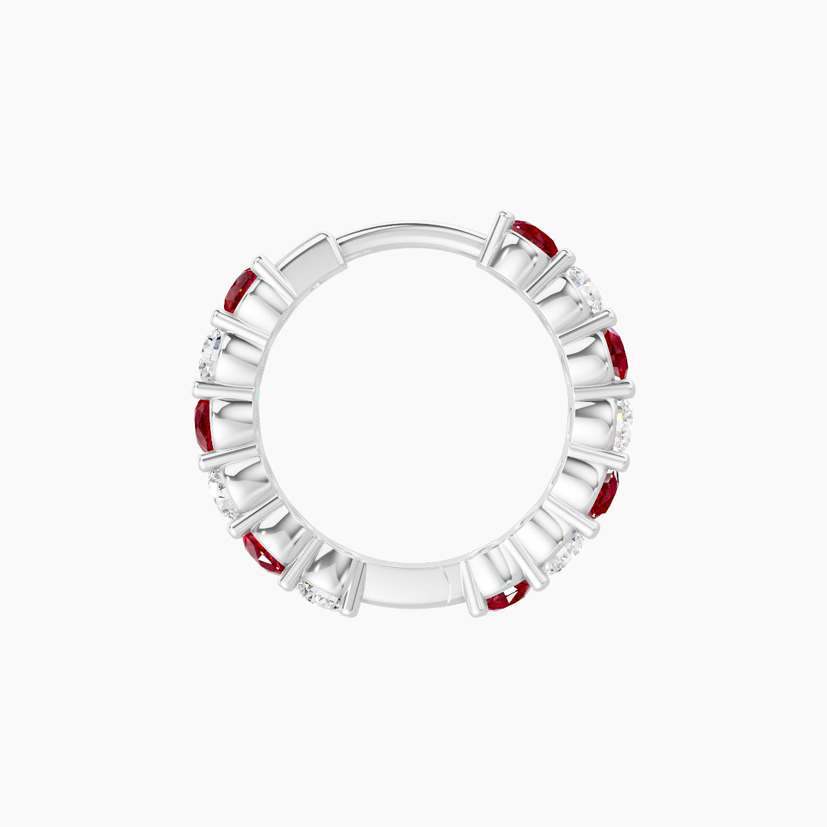 Vesta | 18k White Gold 8 mm Ruby & Diamond Hoop Piercing