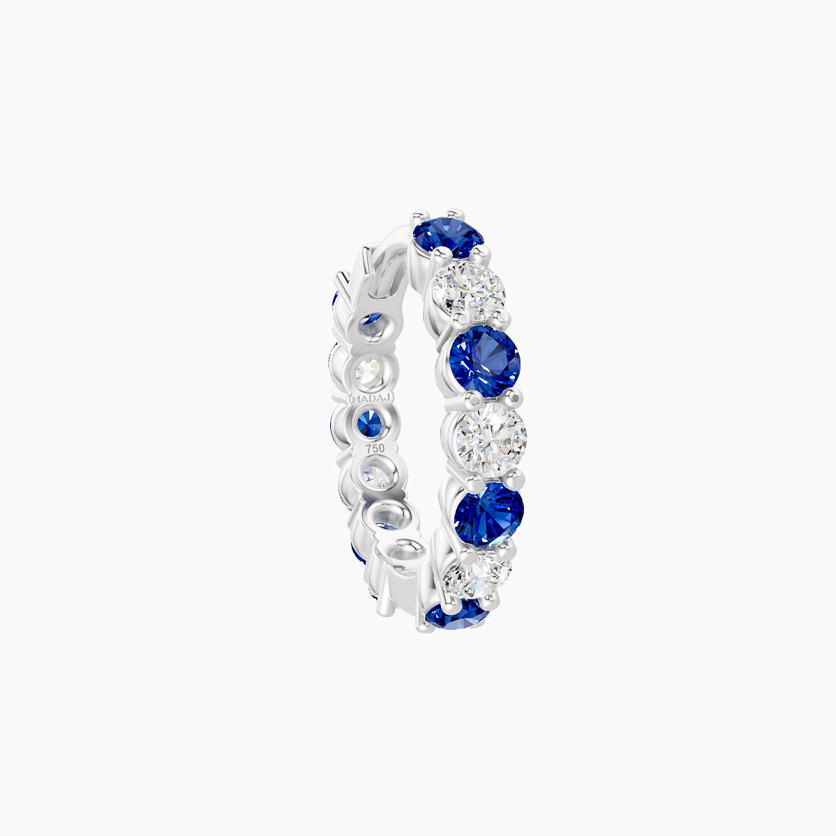 Vesta | 18k White Gold 8 mm Sapphire & Diamond Hoop Piercing