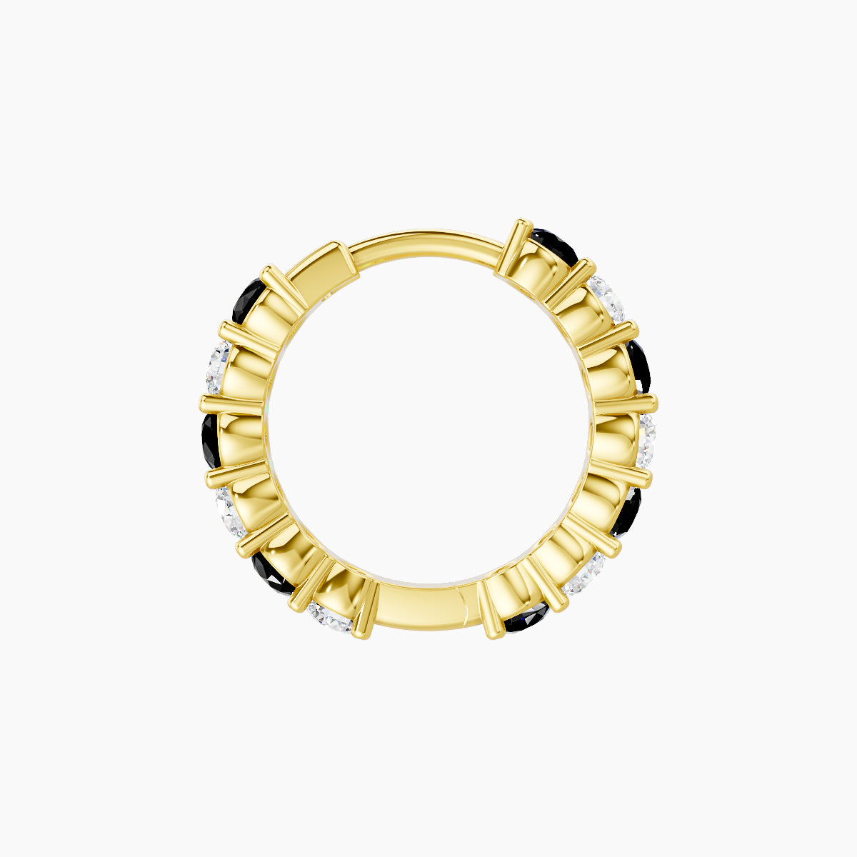 Vesta | 18k Yellow Gold 8 mm Black Diamond & Diamond Hoop Piercing