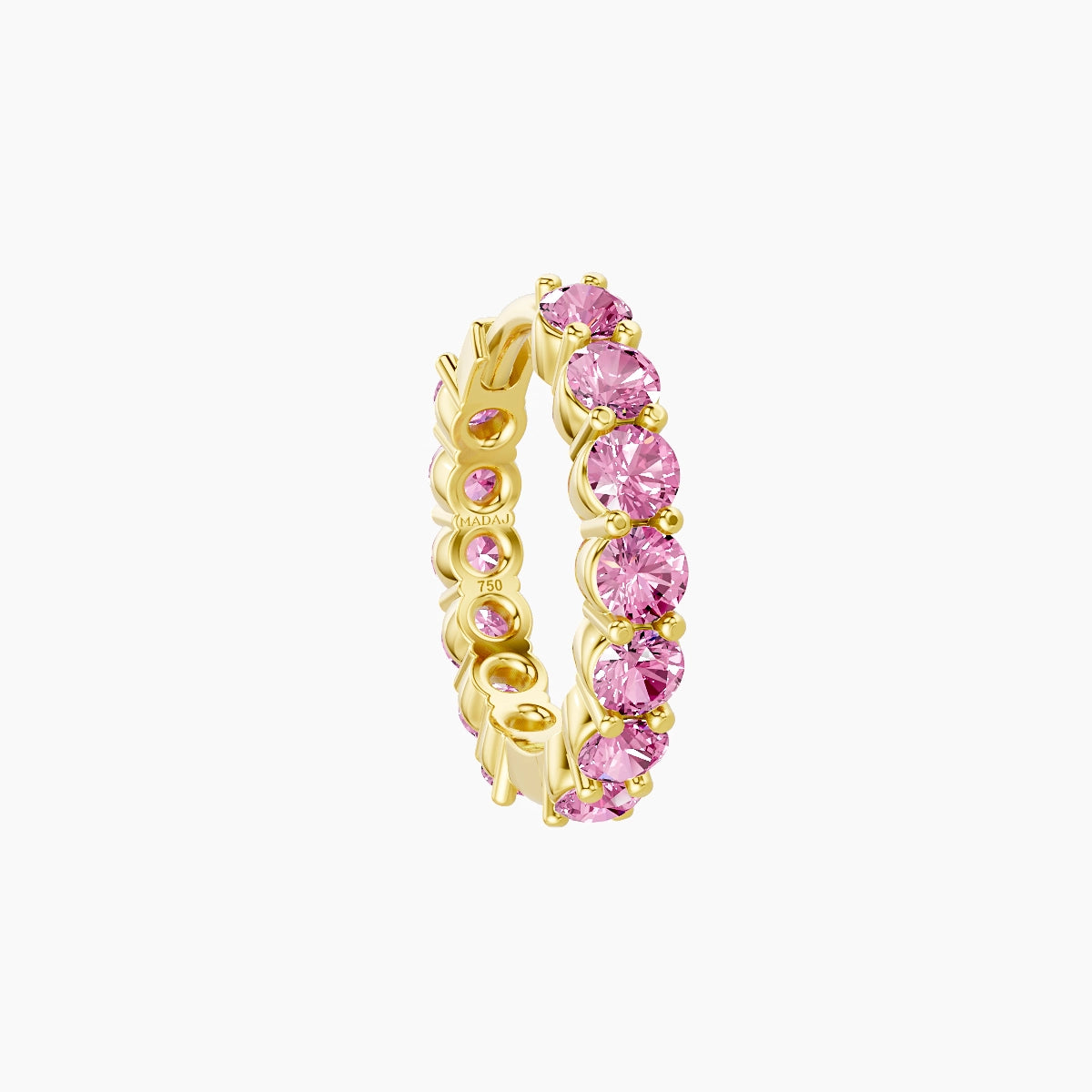 Vesta | 18k Yellow Gold 8 mm Pink Sapphire Hoop Piercing