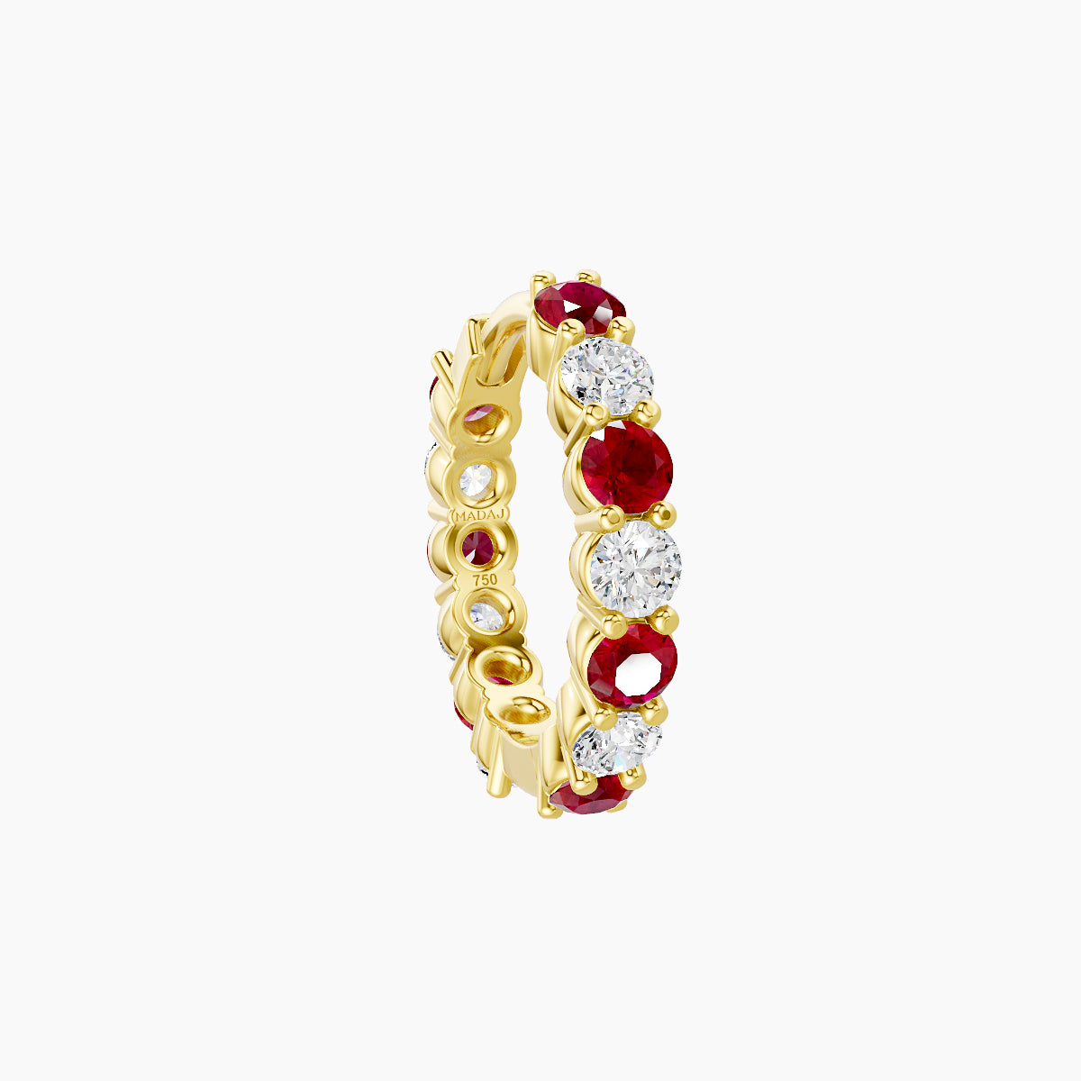 Vesta | 18k Yellow Gold 8 mm Ruby & Diamond Hoop Piercing