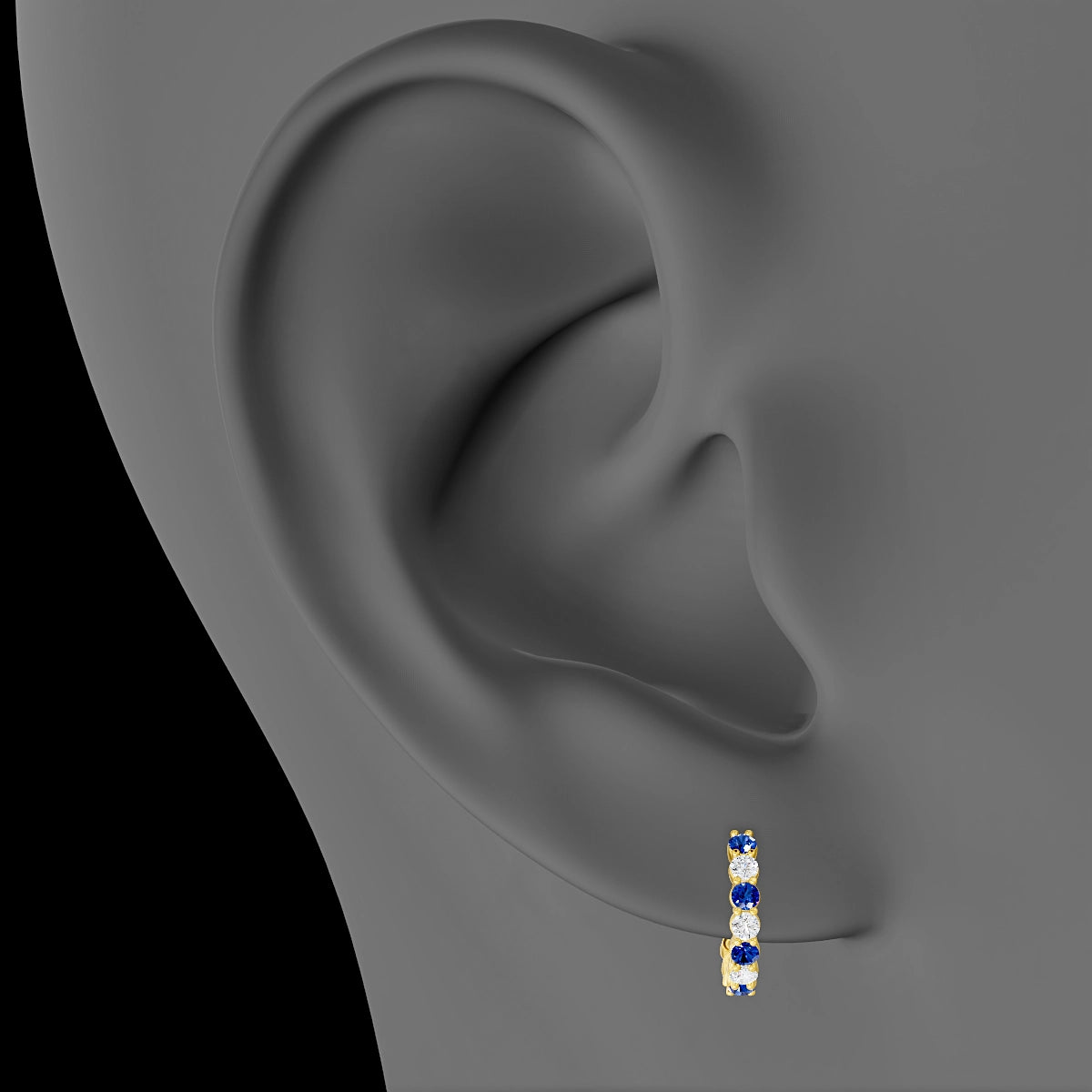 Vesta | 18k Yellow Gold 8 mm Sapphire & Diamond Hoop Piercing