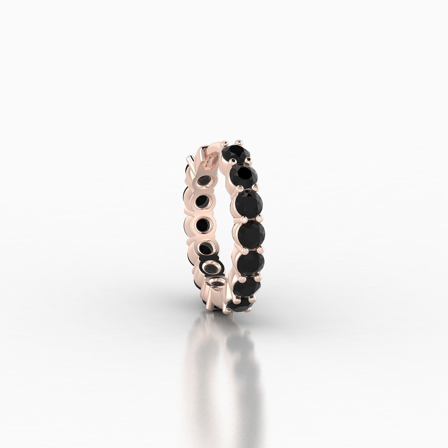 Vesta | 18k Rose Gold 8 mm Black Diamond Hoop Piercing