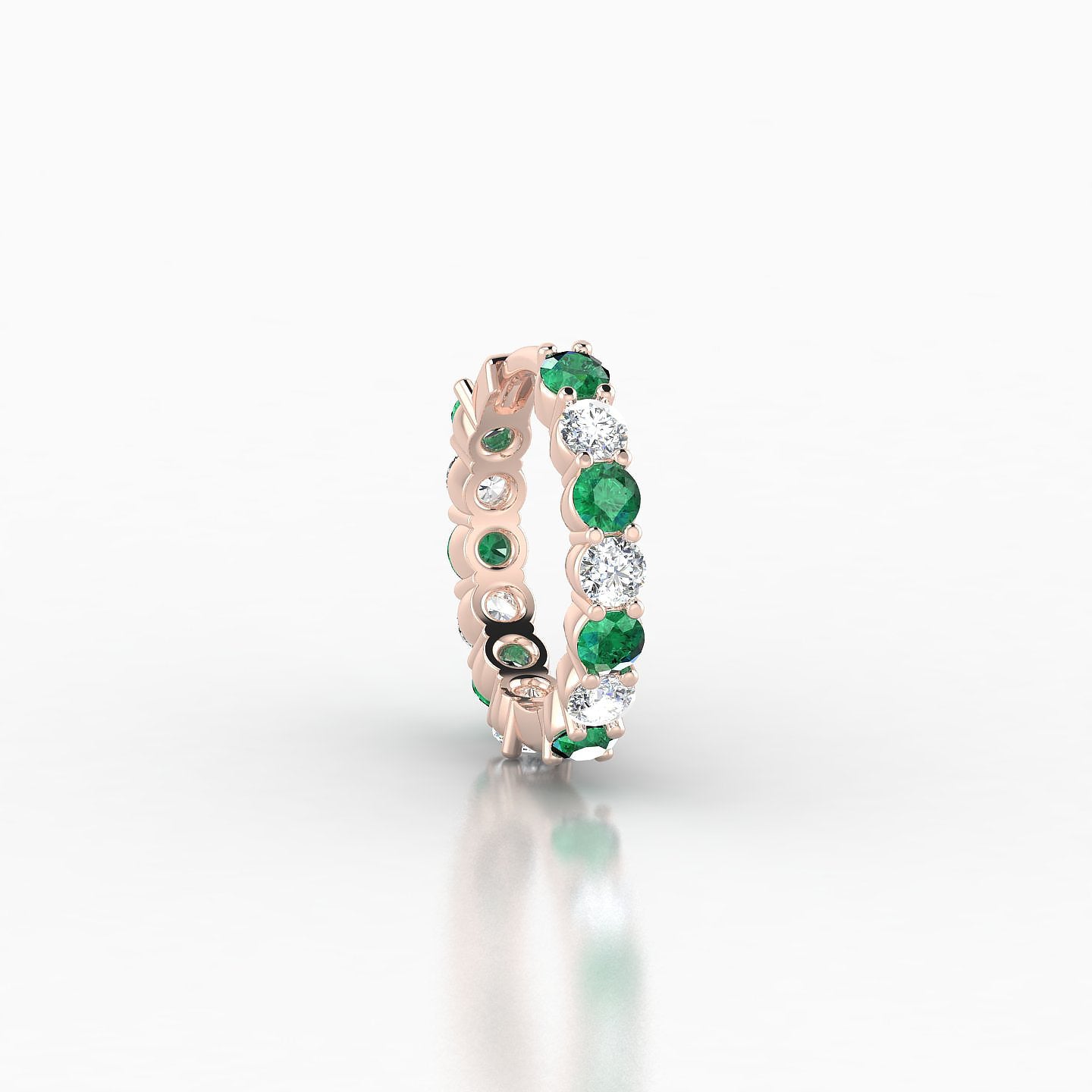 Vesta | 18k Rose Gold 8 mm Emerald & Diamond Hoop Piercing