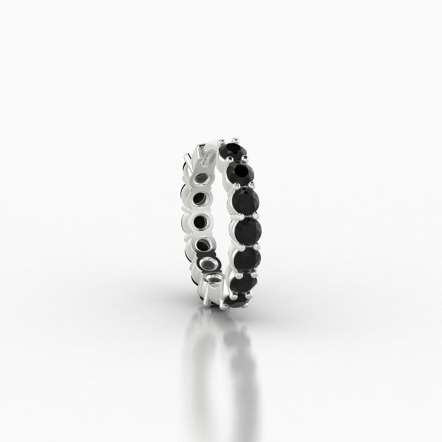 Vesta | 18k White Gold 8 mm Black Diamond Hoop Piercing