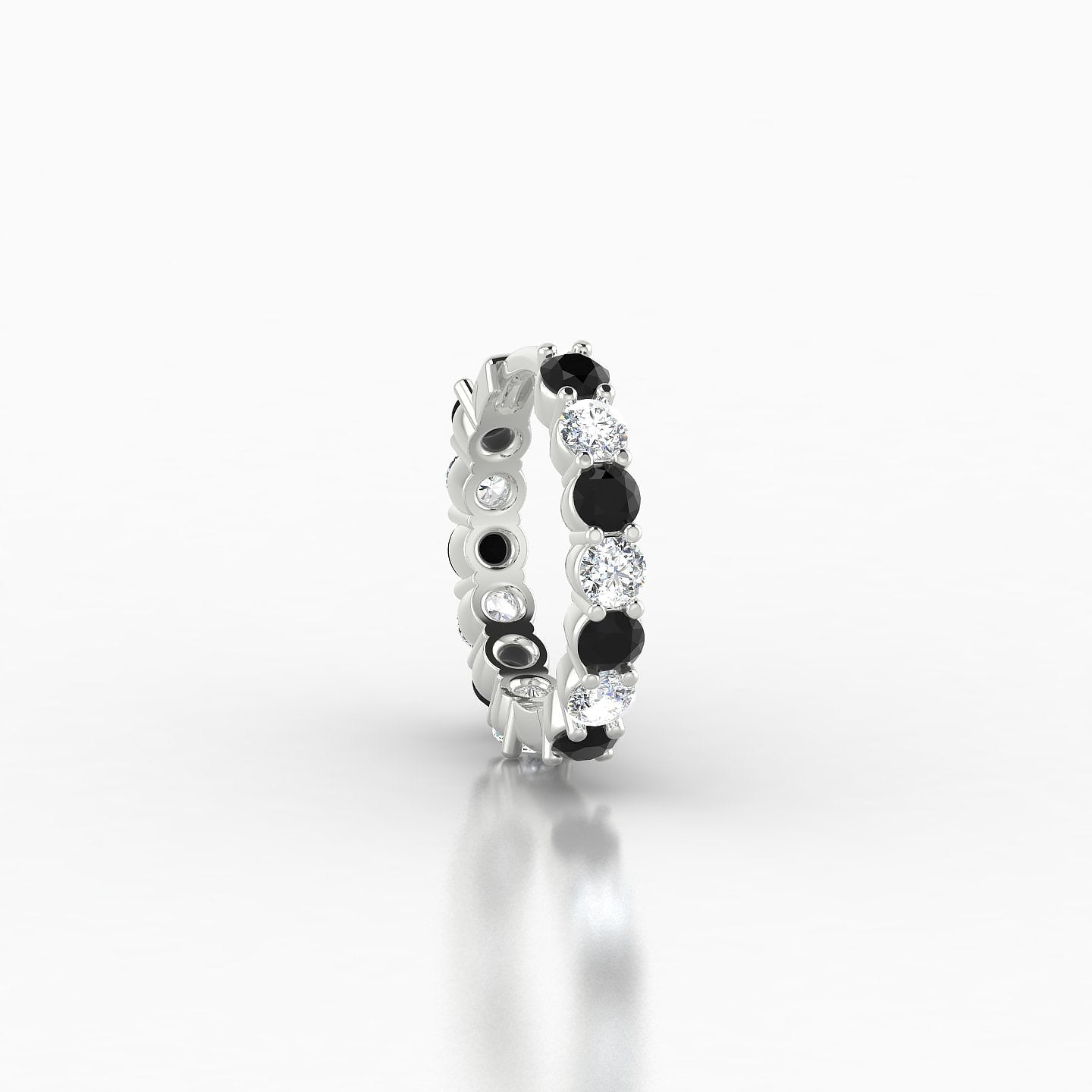 Vesta | 18k White Gold 8 mm Black Diamond & Diamond Hoop Piercing